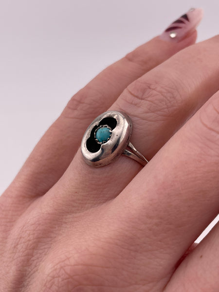 size 6.25 sterling silver turquoise shadowbox ring ***AS IS***