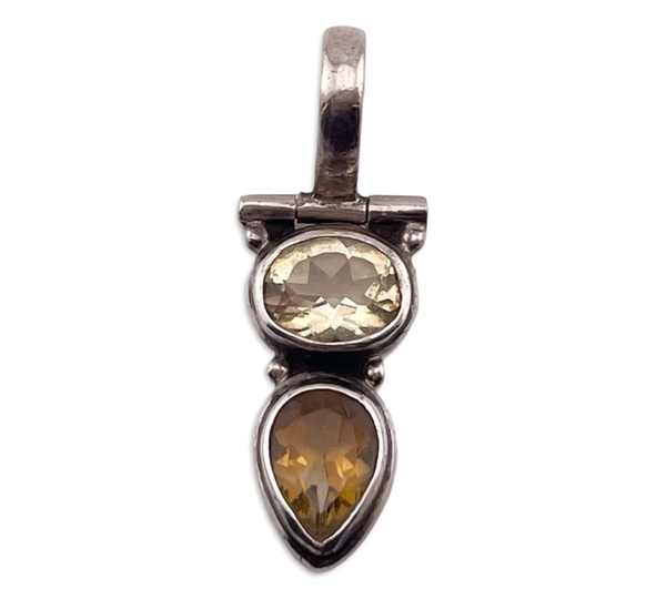 sterling silver faceted citrine & gemstone pendant