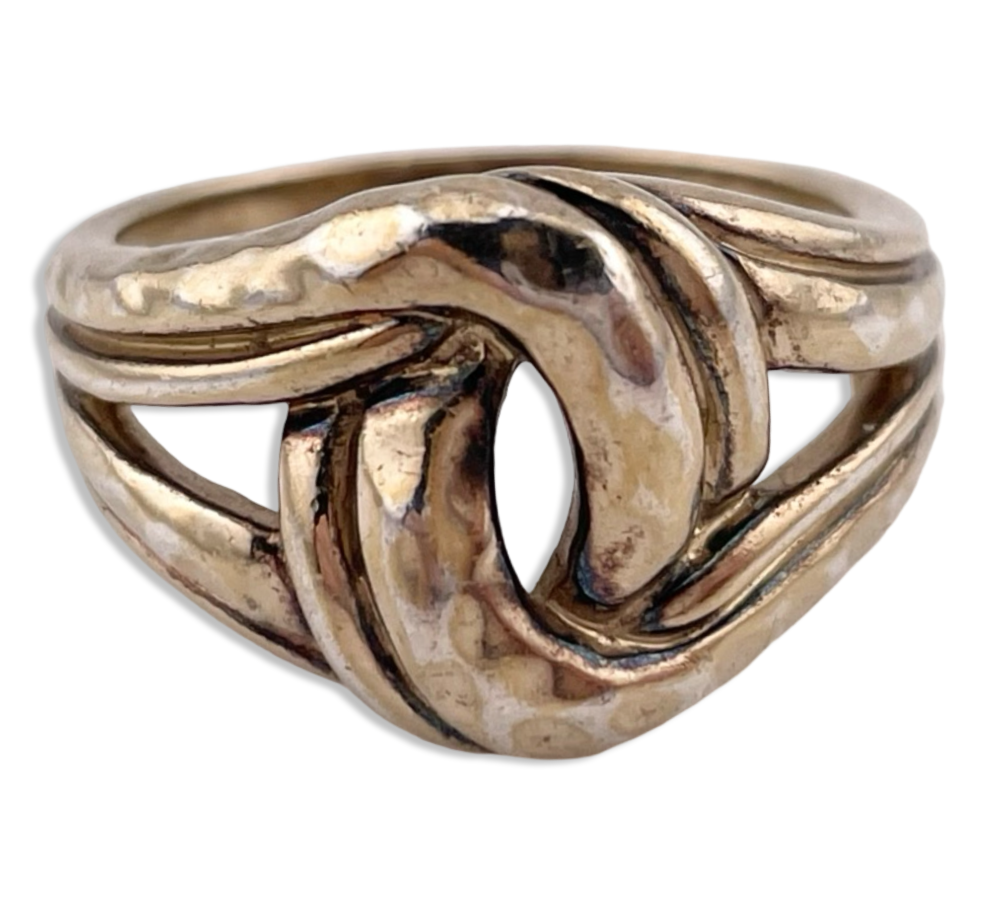 size 9 sterling silver gold washstoneless textured knot ring