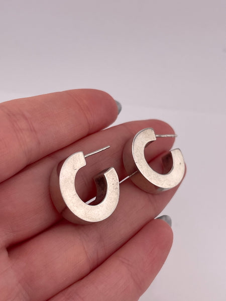 sterling silver chunky 3/4" post hoop earrings