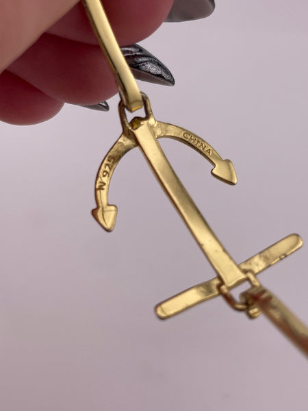 sterling silver 6-3/4" gold plated anchor bracelet