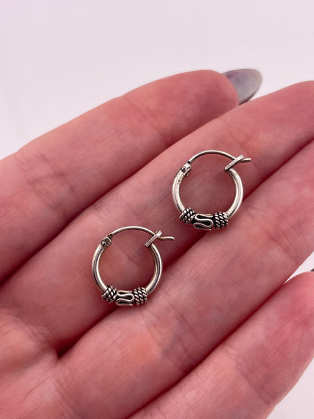 sterling silver small 1/2" Bali style hoop earrings
