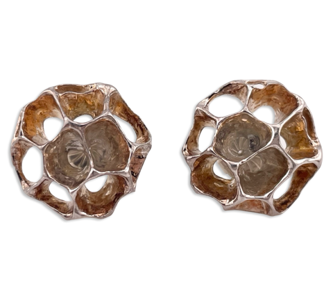 sterling silver honeycomb post earrings