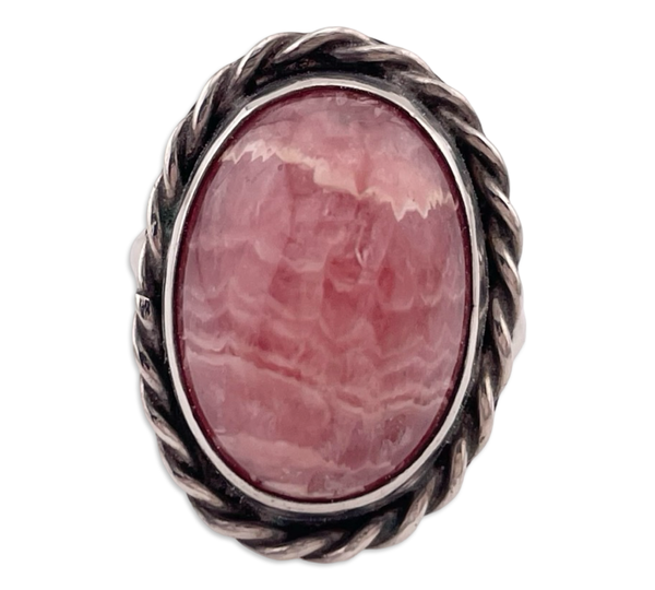 size 5.25 sterling silver rhodochrosite ring