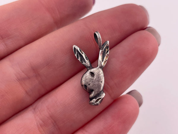 sterling silver rabbit head pendant