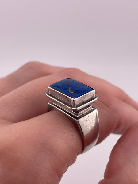 size 8 sterling silver chunky lapis ring
