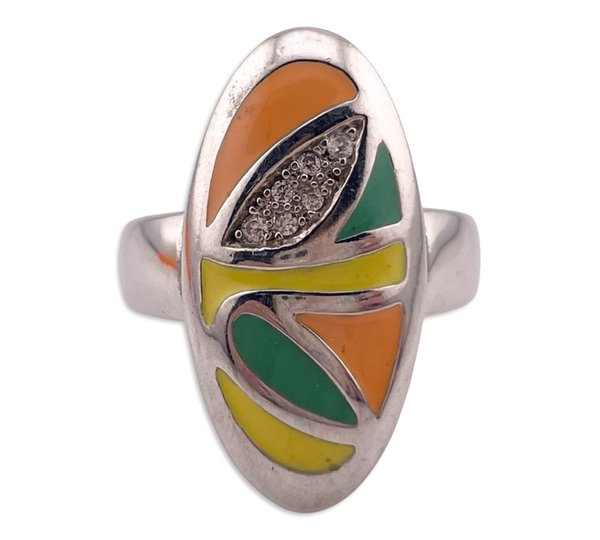 size 9.25 sterling silver resin rhinestone ring