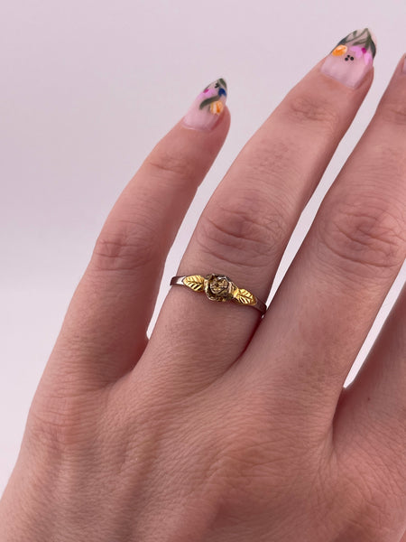 size 8 sterling silver gold wash flower ring