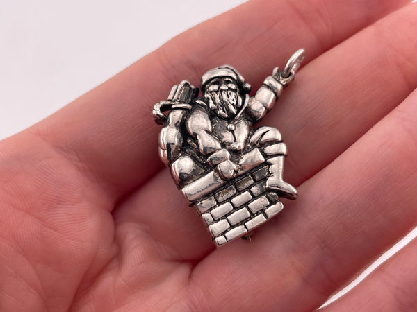 sterling silver Santa Claus pendant brooch pin