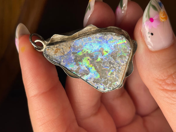 sterling silver Roman glass pendant