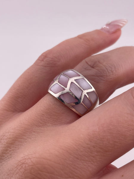 size 6.75 sterling silver pink mother of pearl ring
