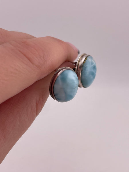 sterling silver larimar post earrings
