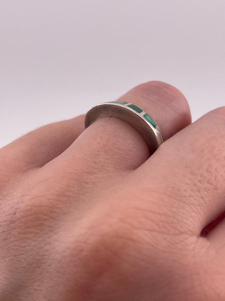 size 6.25 sterling silver turquoise inlay shaped band ring