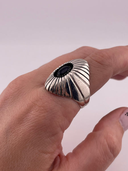 size 11 sterling silver onyx shadowbox ring