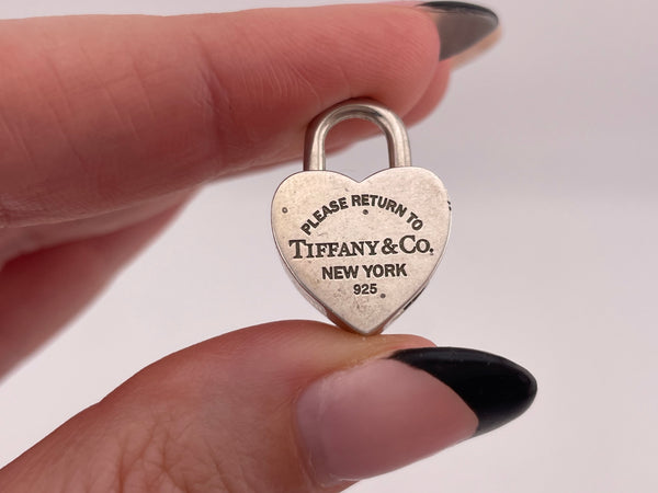 sterling silver Tiffany & Co. heart shaped padlock pendant
