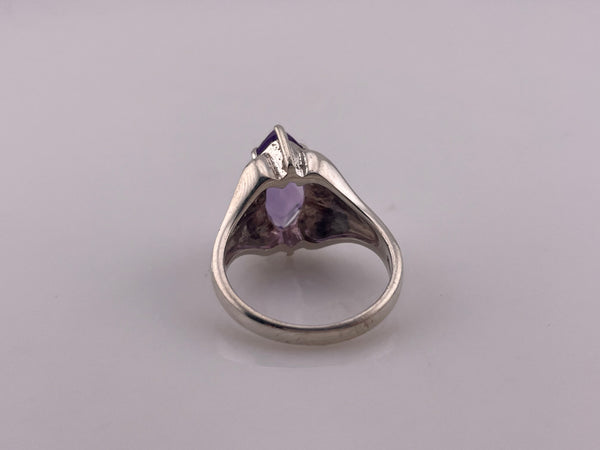 size 9 sterling silver faceted amethyst marquise ring