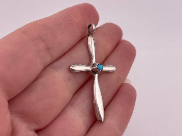 sterling silver turquoise cross pendant
