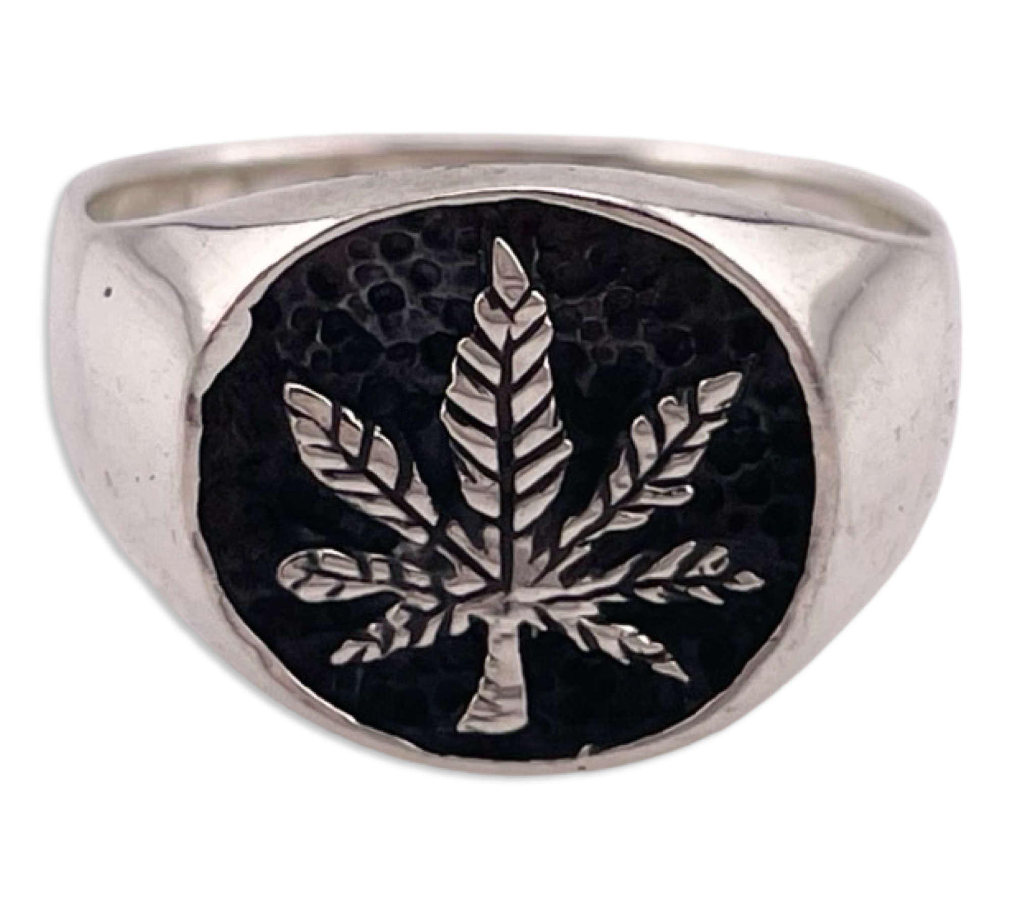 size 6 sterling silver marijuana pot leaf ring