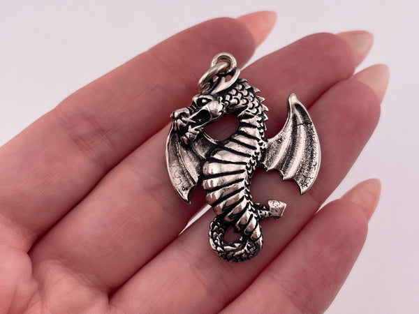 sterling silver dragon wings up pendant