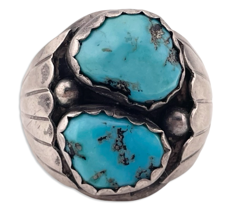 size 12 sterling silver chunky turquoise ring