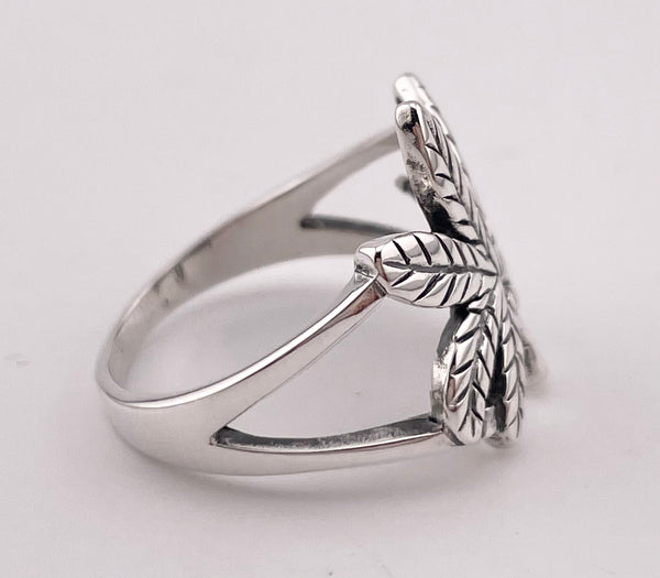 sterling silver cannabis leaf ring