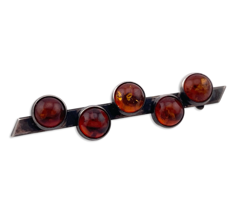 sterling silver amber brooch pin