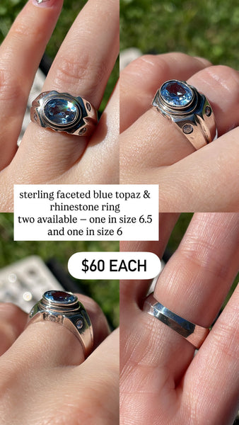 RESERVED PRIVATE LISTING -- sterling silver topaz ring size 6 A41