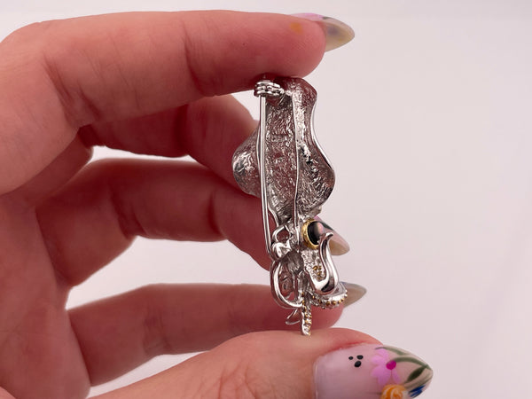 sterling silver lab opal mother of pearl squid pendant brooch