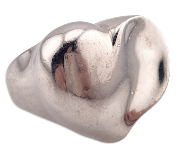 size 7 sterling silver stoneless chunky heavy heart ring