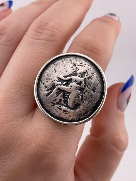 size 7.5 sterling silver designer Silpada coin style ring