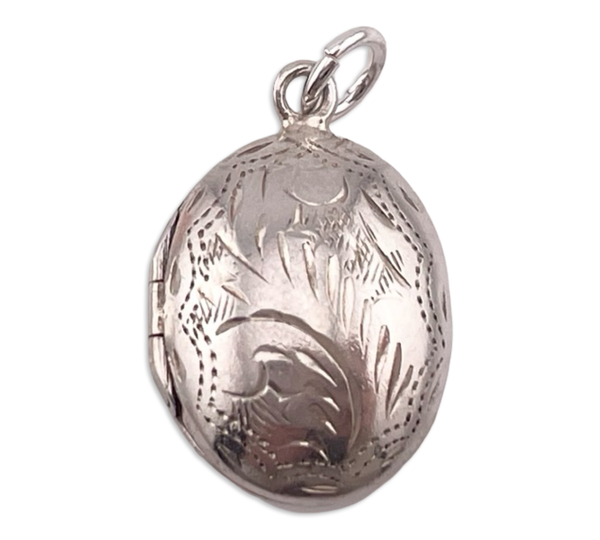 sterling silver oval etched locket pendant