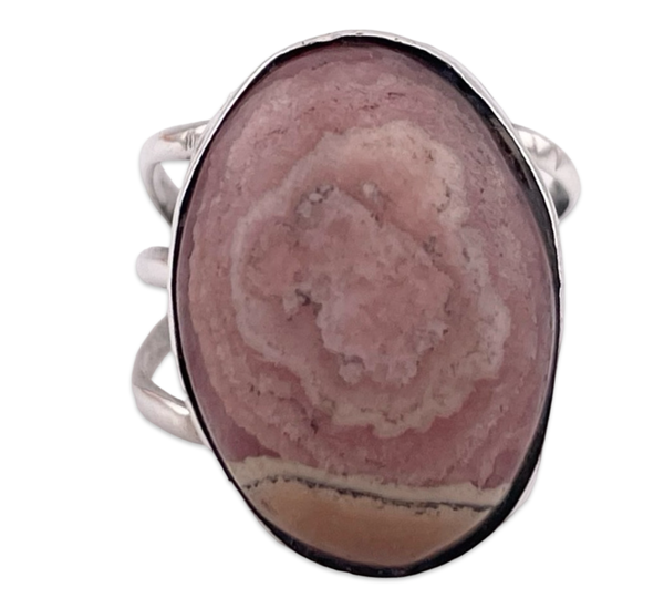 size 5.5 sterling silver rhodocrosite ring