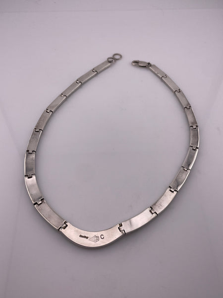 sterling silver 16-3/4" lab opal black jade collar necklace