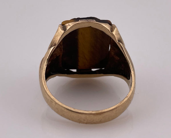size 9.75 10k gold tigers eye cameo ring