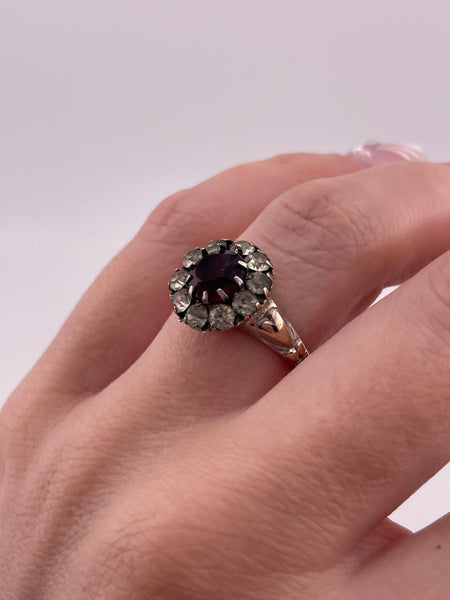 size 7.5 sterling silver gold plated faceted plastic heart ring