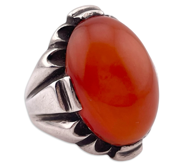 size 9 sterling silver large chunky carnelian ring
