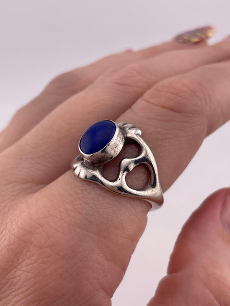 size 8.5 sterling silver sandcast lapis ring
