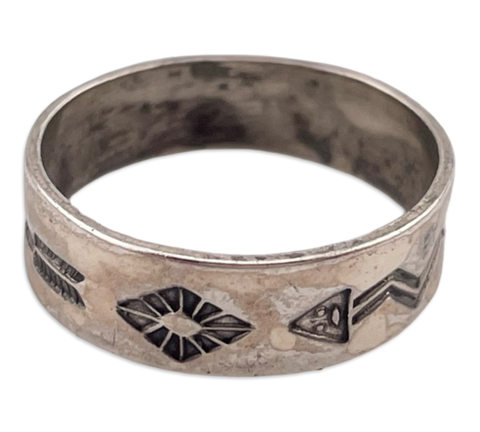 size 6 sterling silver rhodium plated Bell Trading Post stamped band ring