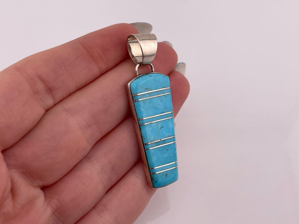 sterling silver stabilized turquoise pendant