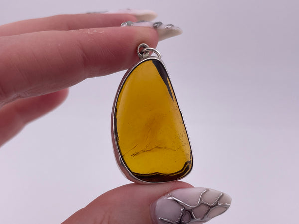 sterling silver amber pendant