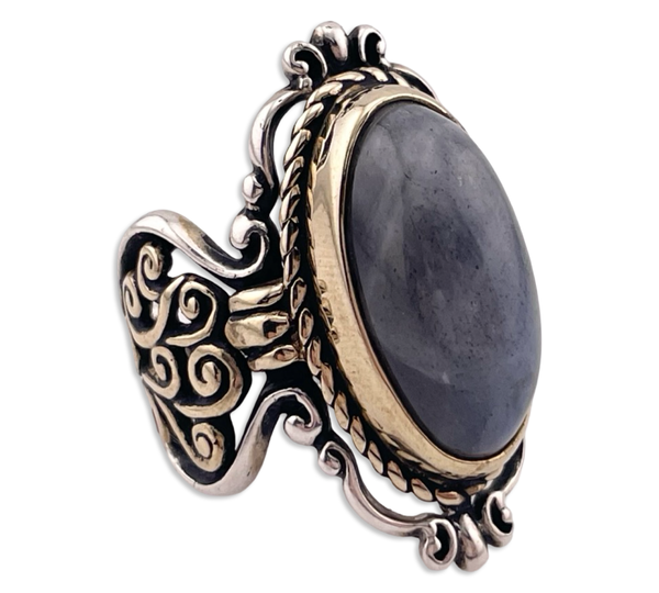 size 8.25 sterling silver & brass Relios Carolyn Pollack labradorite ring