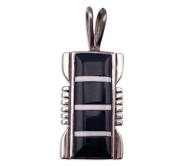 sterling silver onyx white stone pendant