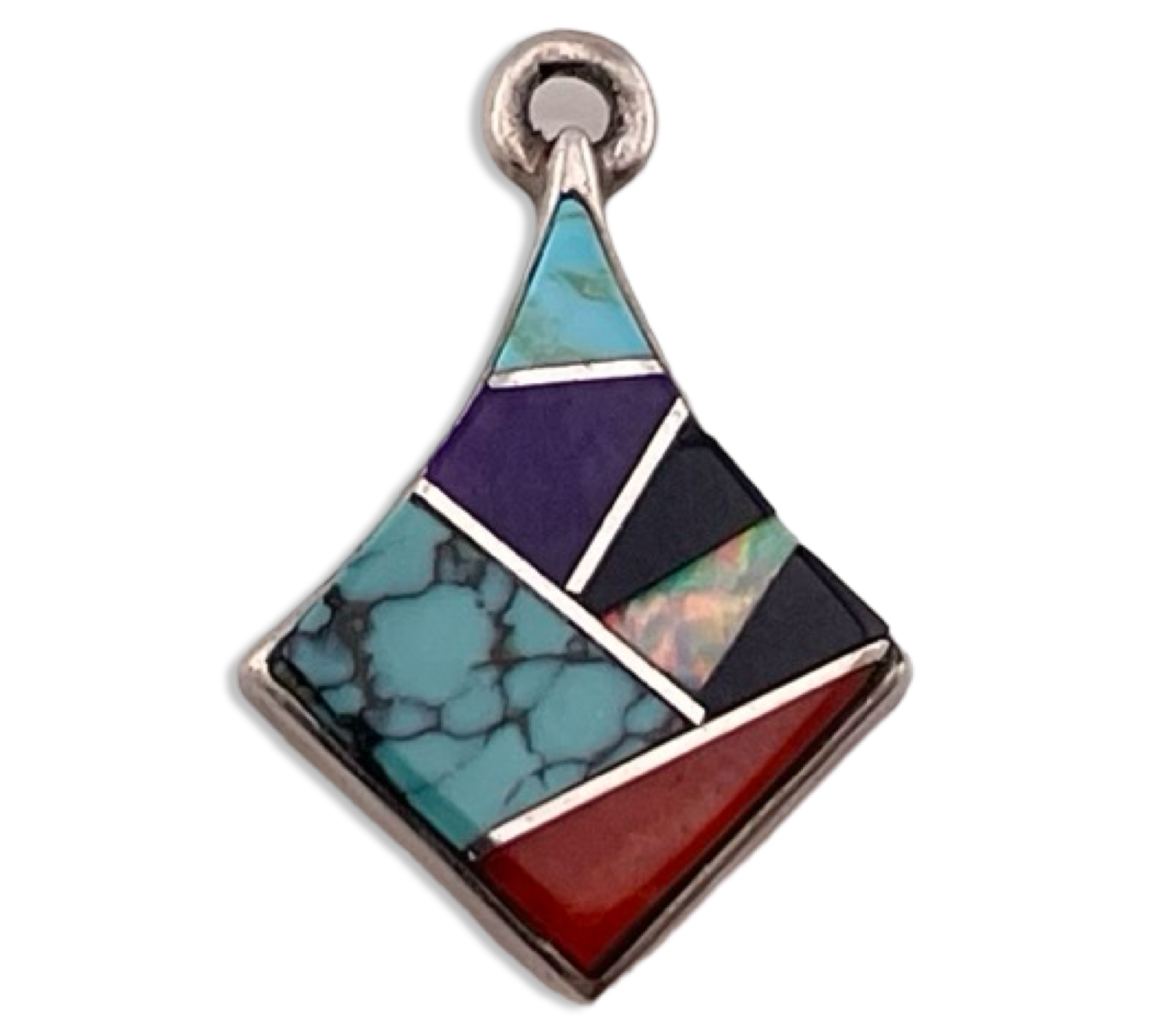 sterling silver multi-stone inlay pendant