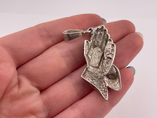 sterling silver praying hands pendant