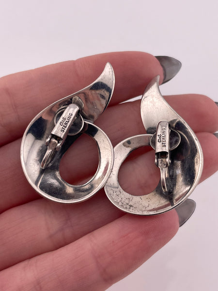 sterling silver Coro stoneless clip-on earrings
