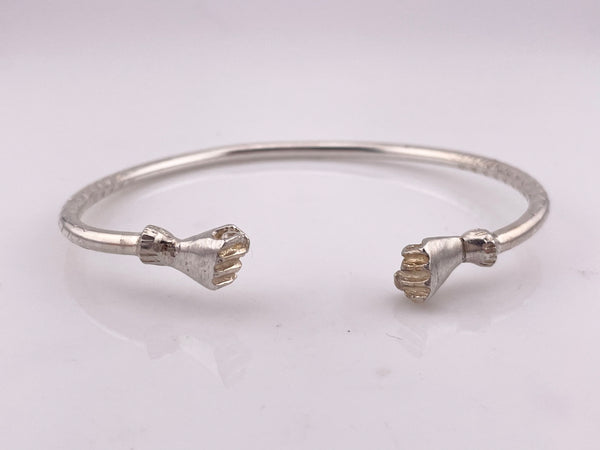 sterling silver figa fist forearm cuff bangle bracelet