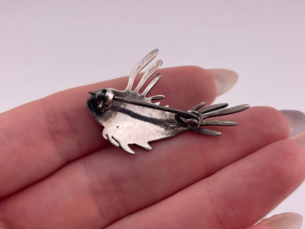 sterling silver carnelian fish brooch pin