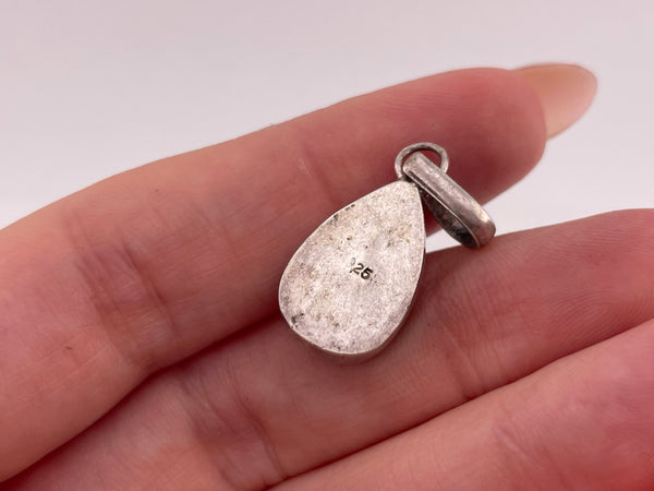 sterling silver tear drop shape amber pendant ***AS IS***