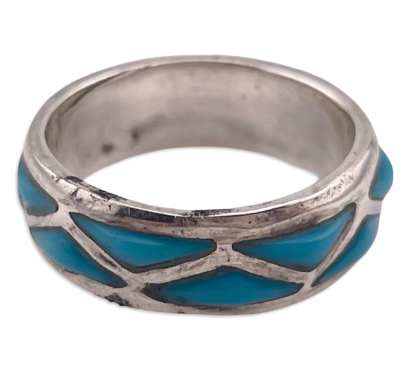 size 7.25 sterling silver turquoise band ring