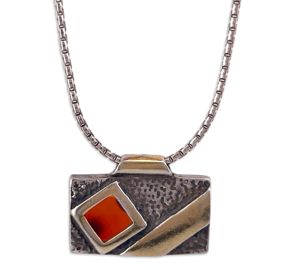 sterling silver & gold plated carnelian pendant necklace